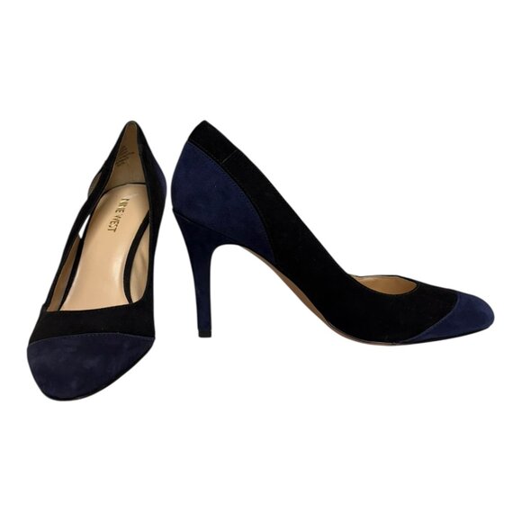Nine West Navy & Black Faux-Suede Heels (7.5) - Picture 2 of 4
